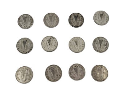 Lot 364 - TWELVE IRISH FLORIN COINS, 1930-42, in fine to...