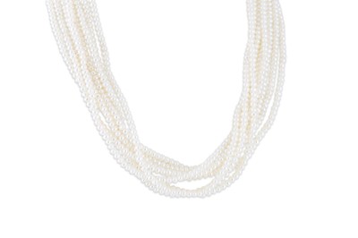Lot 7 - AN EIGHT-STRAND CULTURED PEARL NECKLACE, to a...