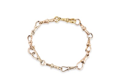 Lot 110 - AN ANTIQUE DOG CLIP CLASP BRACELET, 15.9 g.,...