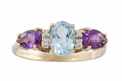 Lot 41 - A VINTAGE MULTI - GEM SET DRESS RING, mounted...