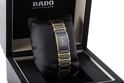 Lot 434 - A GENT'S RADO CERAMIC WRIST WATCH, rectangular...