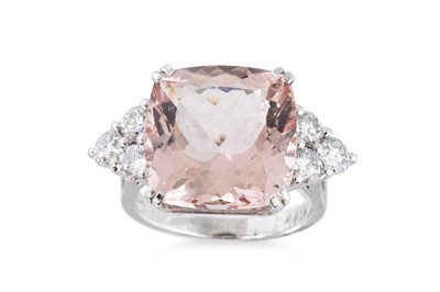 Lot 154 - A MORGANITE AND DIAMOND RING, the large...