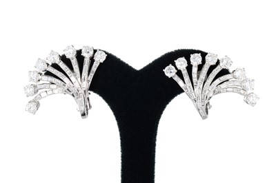 Lot 271 - A PAIR OF VINTAGE DIAMOND SPRAY EARRINGS, set...