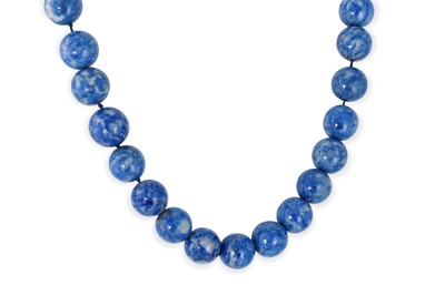 Lot 275 - A BEADED SODALITE NECKLACE, with an 18ct gold...
