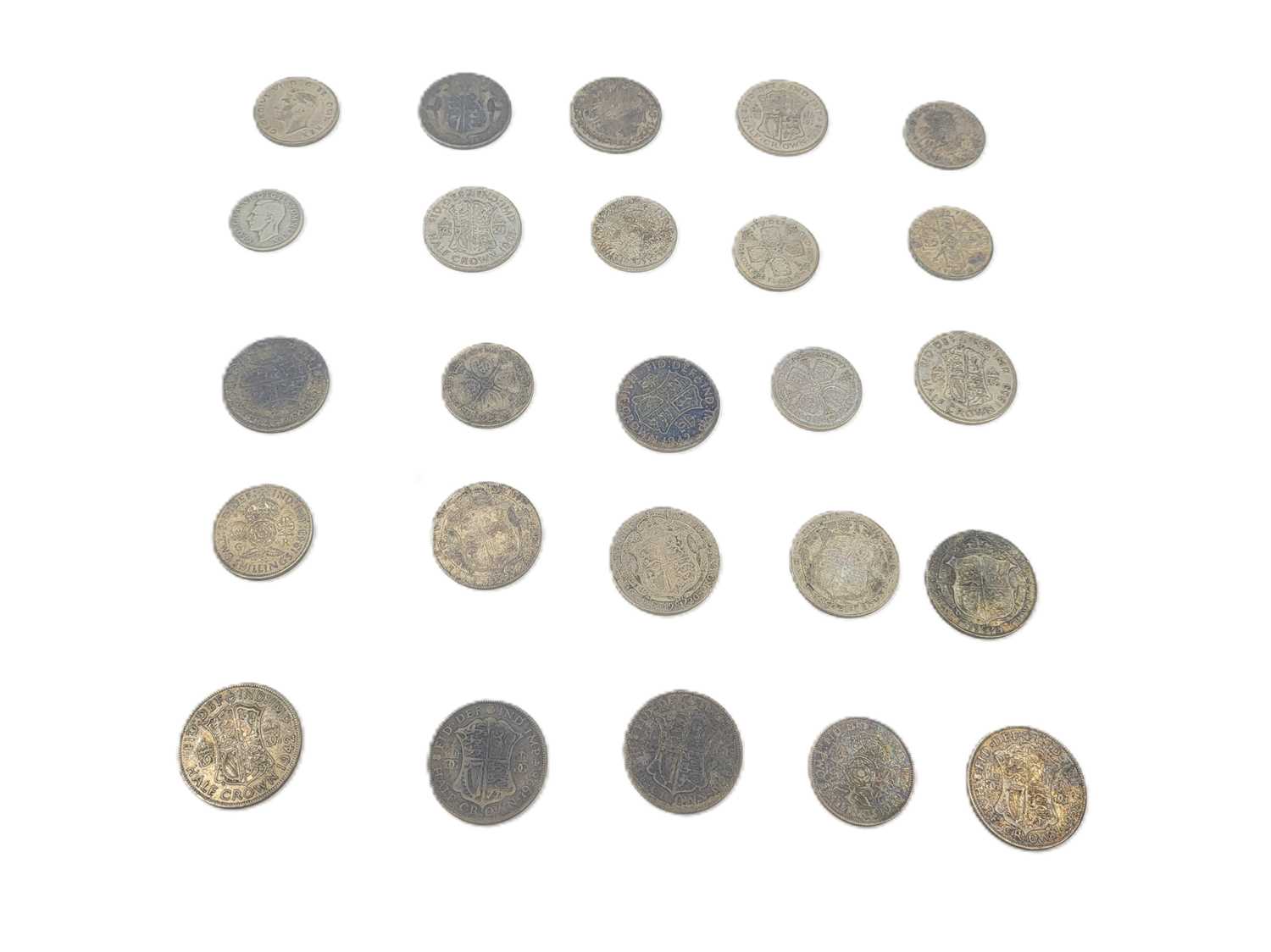 Lot 391 - A 973 G. BAG OF 50% SILVER ENGLISH COINS, 1920...
