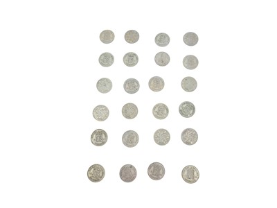 Lot 392 - A 100 G. BAG OF 50% SILVER ENGLISH COINS, 1920...