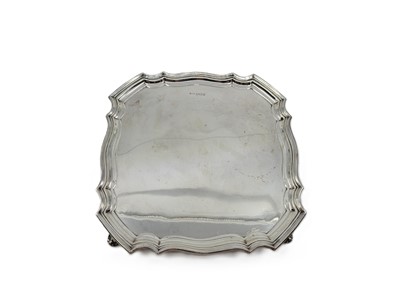 Lot 364 - A MODERN STERLING SILVER TRAY, of square form...
