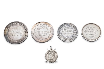 Lot 388 - FIVE ASSORTED SILVER MEDALS, Enniskillen,...