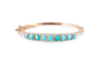 Lot 246 - AN ANTIQUE TURQUOISE AND ROSE CUT DIAMOND SET...