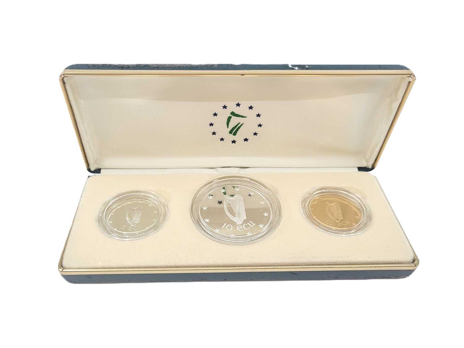 Lot 402 - A 1990 TRIPLE ECU SILVER PROOF COIN SET,...