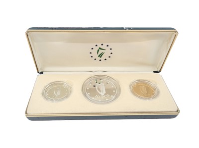 Lot 402 - A 1990 TRIPLE ECU SILVER PROOF COIN SET,...