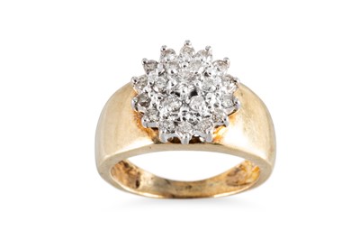 Lot 236 - A  DIAMOND CLUSTER RING, mounted in 9ct yellow...