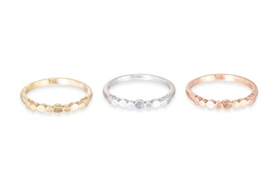 Lot 217 - A TRILOGY OF 10CT & 9CT GOLD RINGS, by Miriam...