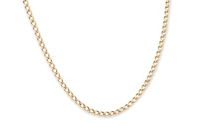 Lot 220 - A 9CT YELLOW GOLD NECK CHAIN, 14.8 g.