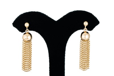 Lot 222 - A PAIR OF 9CT GOLD TASSLE EARRINGS, 3.4 g. (no...
