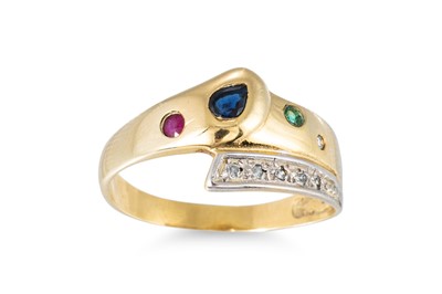 Lot 225 - A DIAMOND, RUBY, EMERALD AND SAPPHIRE...