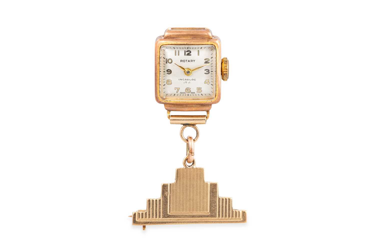 Lot 366 - A VINTAGE 9CT GOLD NURSES FOB WATCH, in...