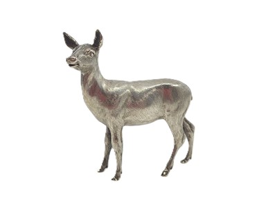 Lot 368 - A MODERN SOLID STERLING SILVER MODEL OF A FAWN,...