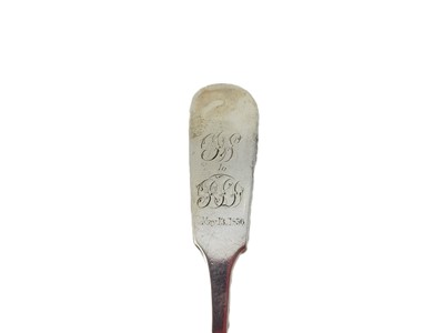 Lot 372 - A VICTORIAN SILVER FIDDLE PATTERN SPOON,...