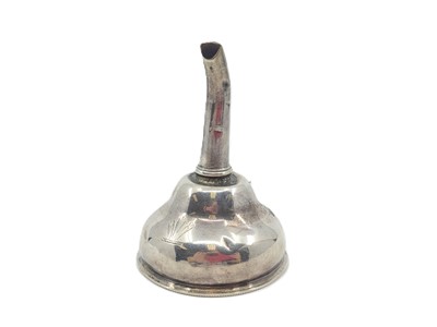 Lot 373 - A GEORGIAN IRISH SILVER WINE FUNNEL, markers...