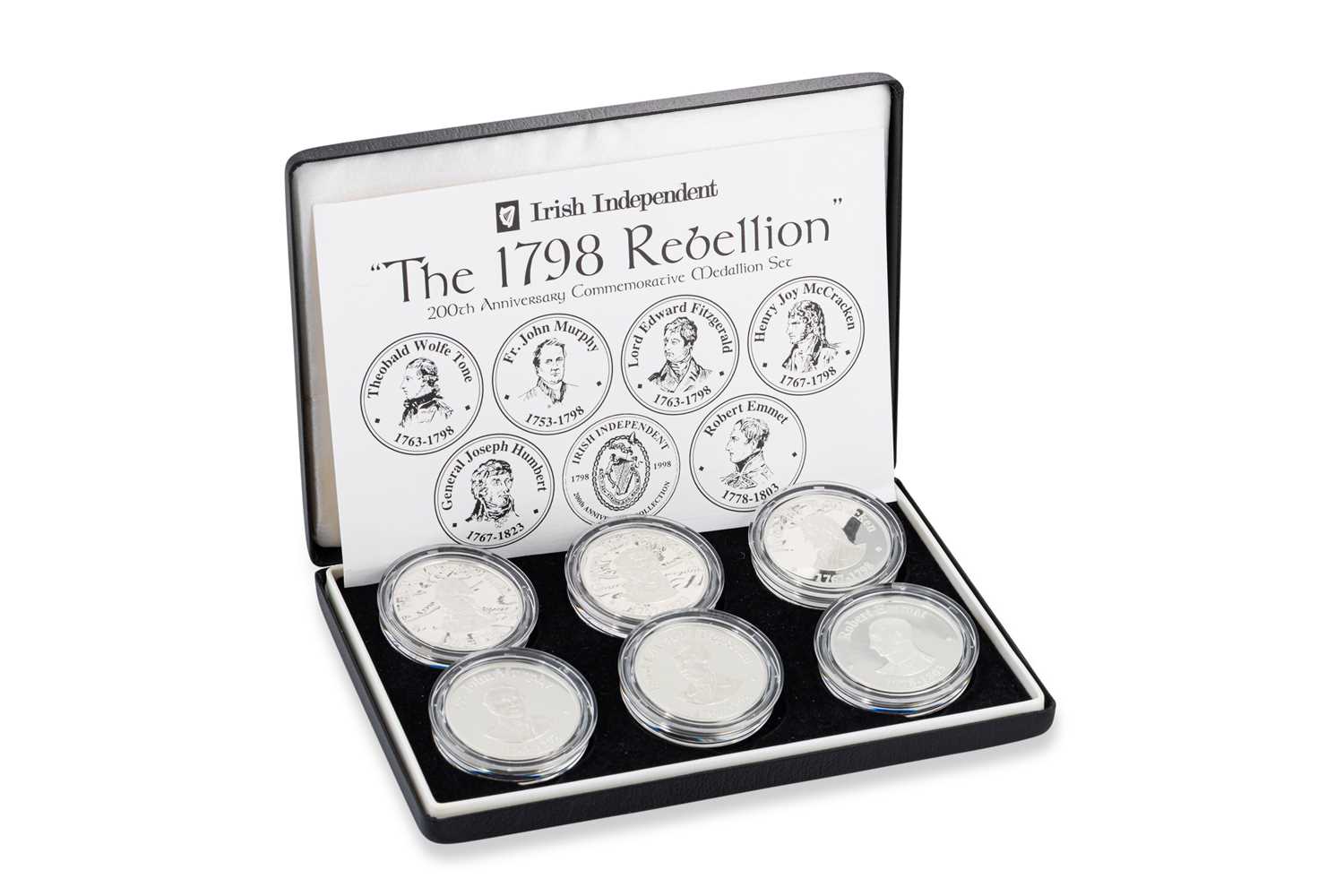 Lot 404 - A BOX SET OF SIX X 1 TROY OZ IRISH SILVER...