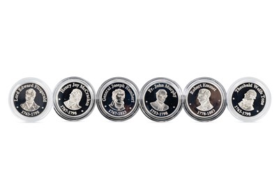 Lot 404 - A BOX SET OF SIX X 1 TROY OZ IRISH SILVER...