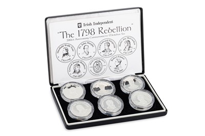 Lot 405 - A BOX SET OF SIX X 1 TROY OZ IRISH SILVER...
