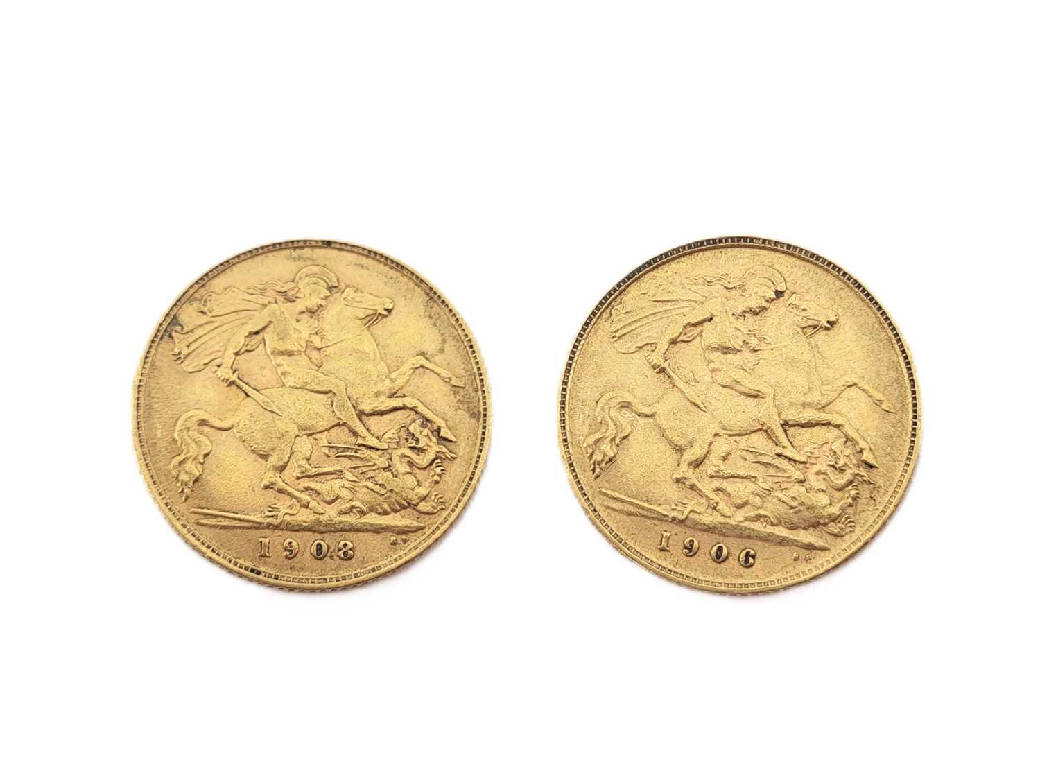Lot 390 - TWO EDWARDIAN 22CT GOLD HALF SOVEREIGN ENGLISH...