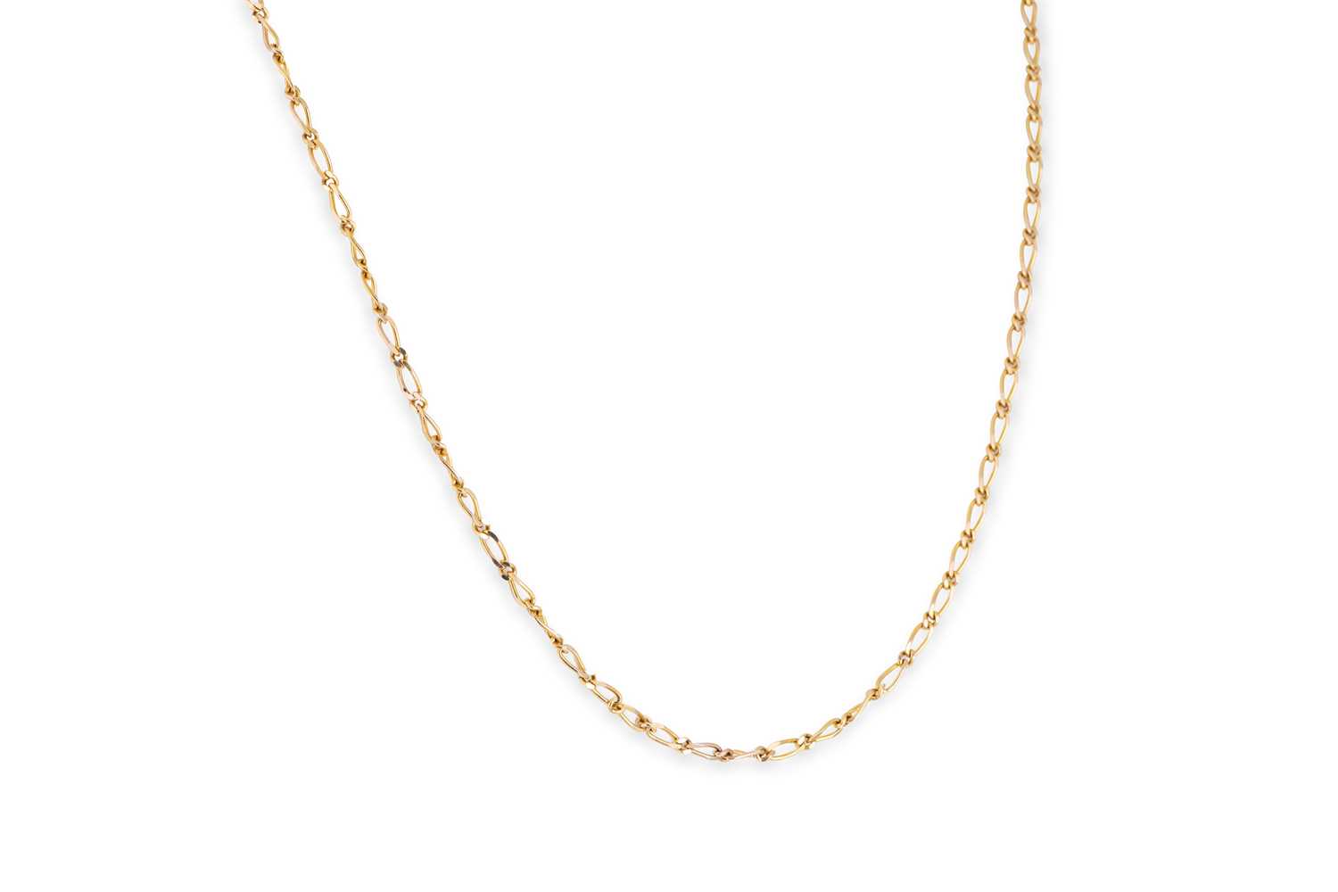 Lot 9 - A 9CT FANCY LINK NECK CHAIN, 9 g.