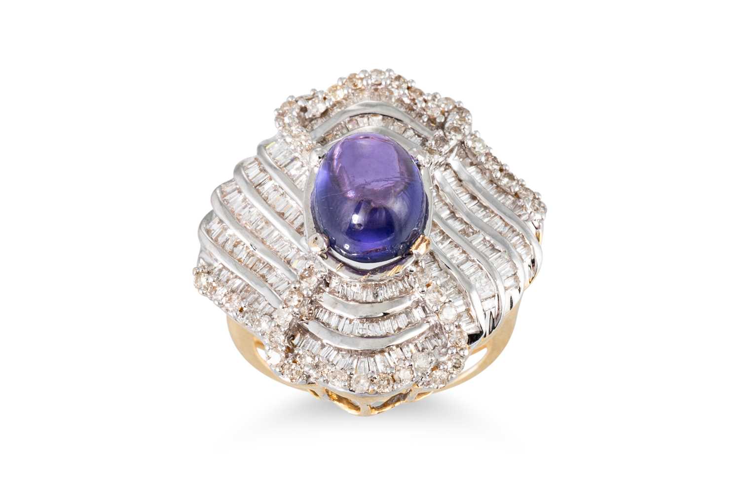 Lot 10 - A DIAMOND AND STONESET CLUSTER RING, the round...