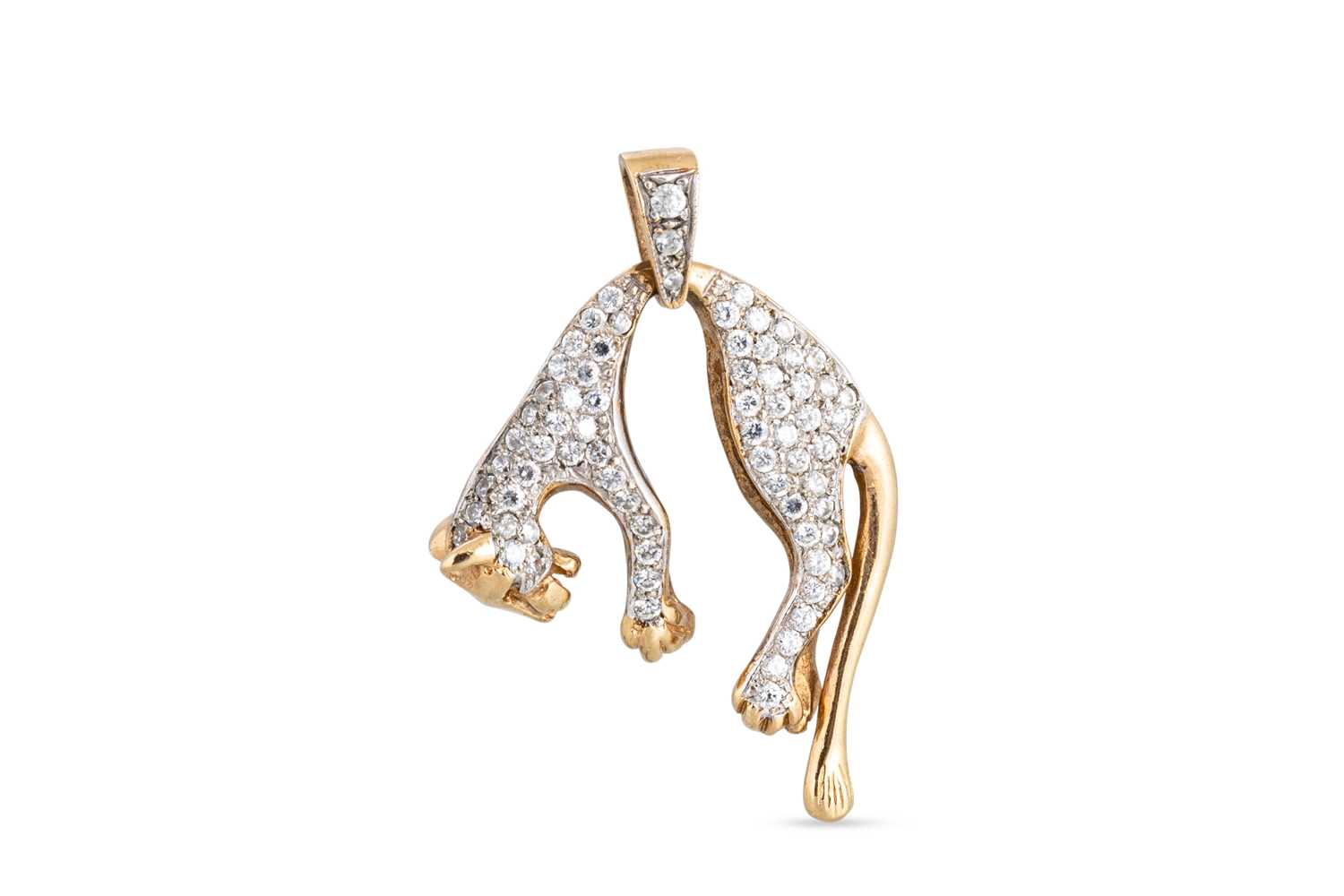 Lot 19 - A STONESET PANTHER PENDANT, 14.2 g.