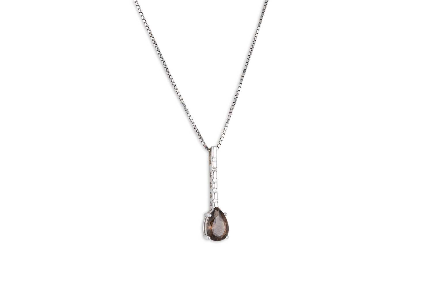 Lot 86 - A SMOKEY QUARTZ AND DIAMOND PENDANT,...
