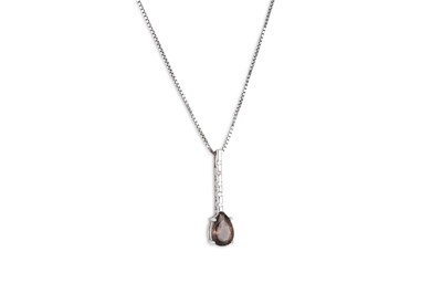Lot 86 - A SMOKEY QUARTZ AND DIAMOND PENDANT,...