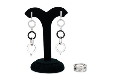 Lot 89 - A PAIR OF SILVER ARMANI EARRINGS, together...
