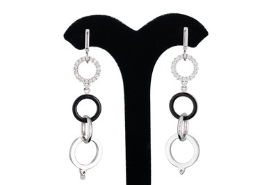 Lot 89 - A PAIR OF SILVER ARMANI EARRINGS, together...