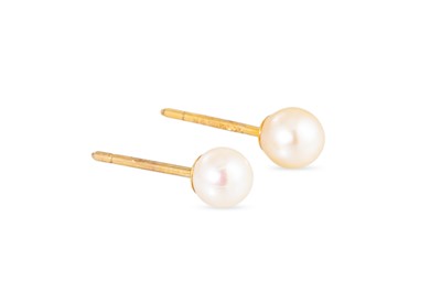 Lot 103 - A PAIR OF CULTURED PEARL EARRINGS, to 9ct gold...