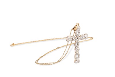 Lot 110 - A DIAMOND SET CROSS, mounted in 9ct gold, to a...