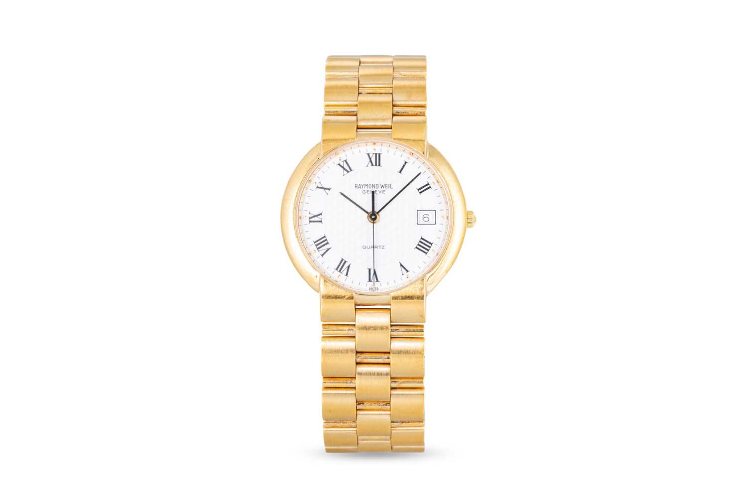 Lot 334 - A RAYMOND WEIL GENEVA GOLD-PLATED WATCH, Roman...