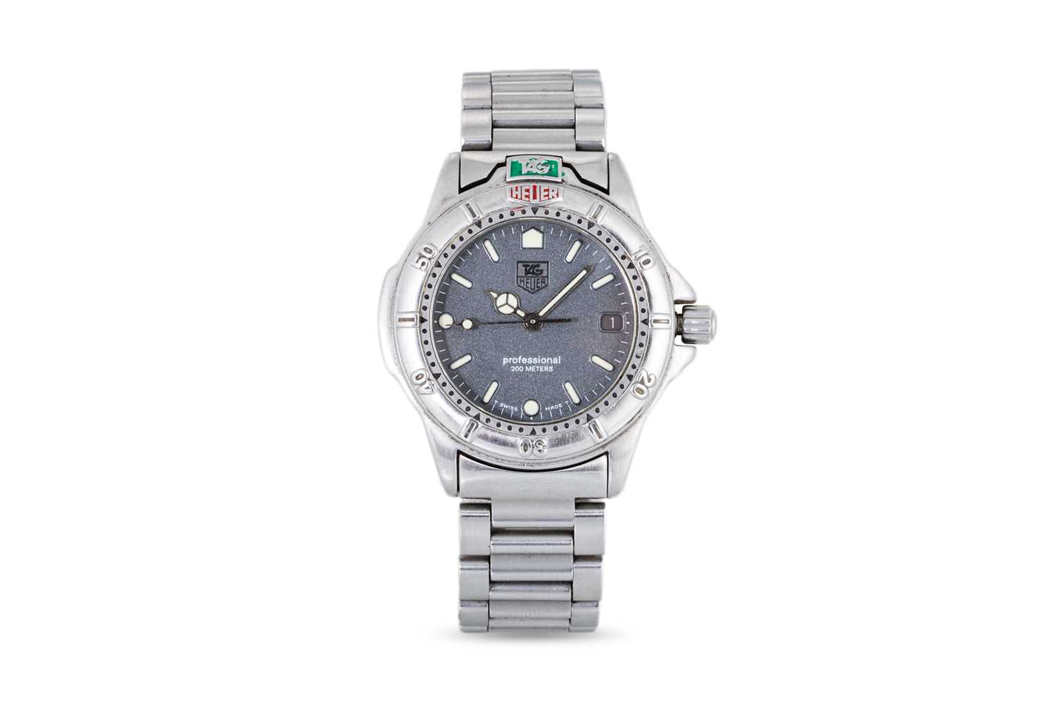 Lot 335 - A TAG HEUER BRACELET STRAP WRIST WATCH, grey...