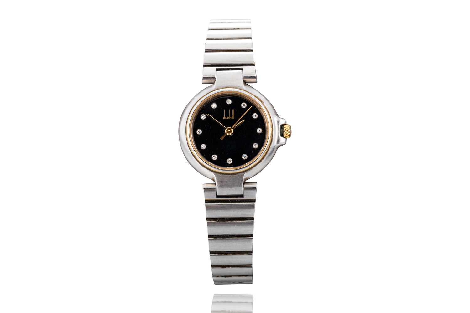 Lot 340 - A DUNHILL WRIST WATCH, diamond face, with dot...