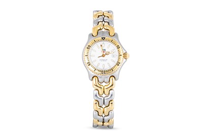 Lot 344 - A TAG HEUER WRIST WATCH, with date, white dial,...