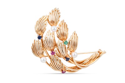 Lot 248 - A VINTAGE 14CT YELLOW GOLD USA SPRAY BROOCH,...