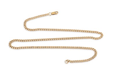 Lot 251 - A 9CT GOLD FLAT  CURB LINK CHAIN, ca 20" long,...