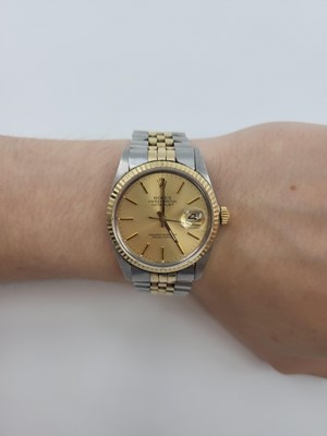 Lot 332 - A VINTAGE BI-METAL ROLEX OYSTER PERPETUAL...