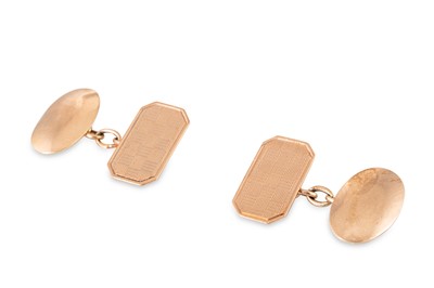 Lot 21 - A PAIR OF 9CT GOLD CUFFLINKS, together with a...