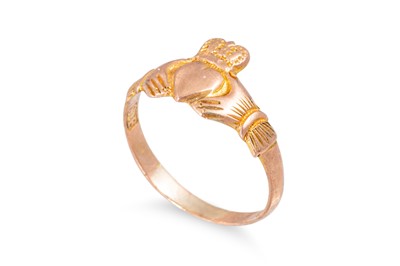 Lot 164 - A 9CT ROSE GOLD CLADDAGH RING, together with...