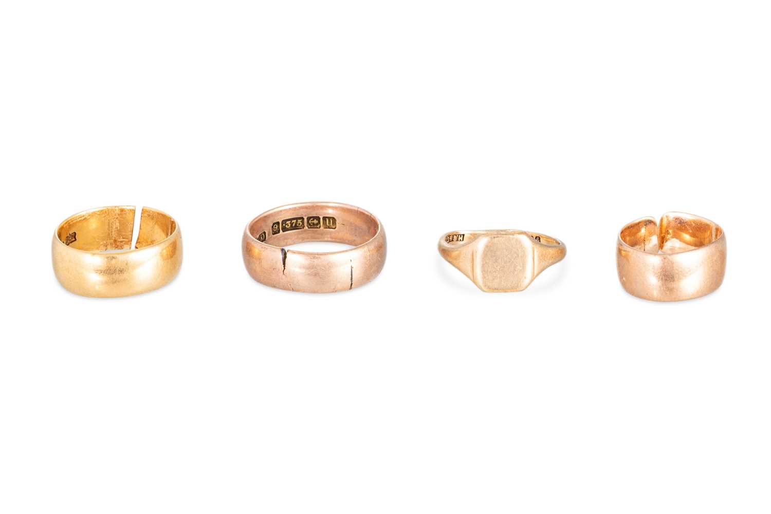 Lot 175 - A COLLECTION OF GOLD RINGS FOR RECYCLING, 3 x...