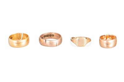 Lot 175 - A COLLECTION OF GOLD RINGS FOR RECYCLING, 3 x...