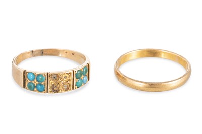 Lot 366 - A 22CT YELLOW GOLD BAND RING, 2.4 g. together...