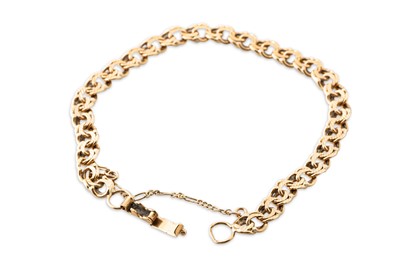Lot 94 - A 14CT GOLD FANCY LINK BRACELET,10.2 g.